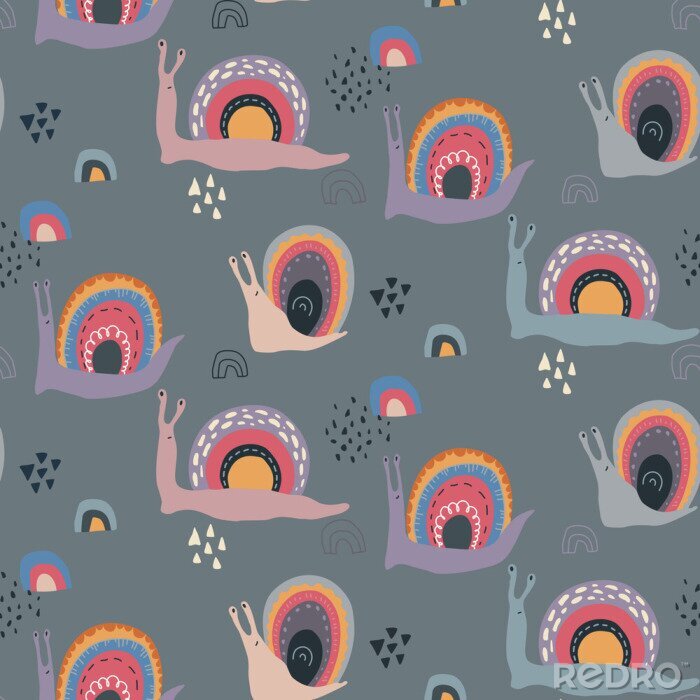 Sticker Bunte abstrakte Schnecken mit Regenbogen