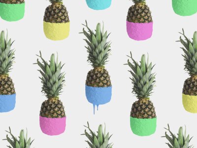 Sticker Bunte Ananas der Pop-Art
