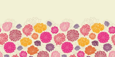 Sticker Bunte Blumen auf einem cremefarbenen Hintergrund