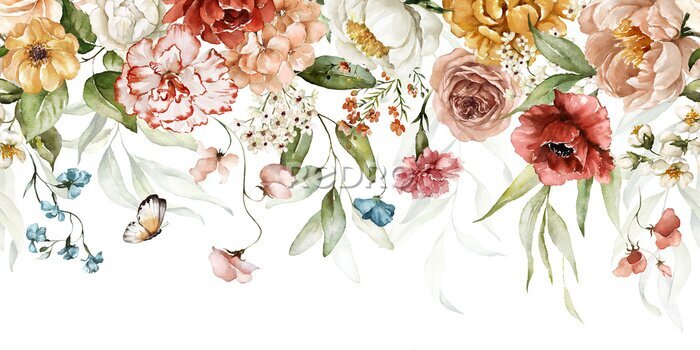 Sticker Bunte Blumenfrühlingsgirlande