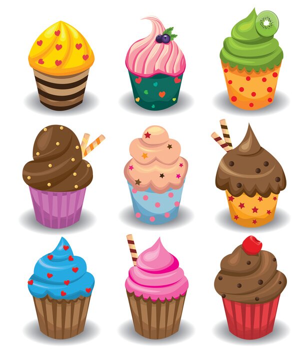 Sticker Bunte Bonbons verschiedene Muffins