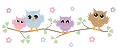 Sticker bunte Eulen-Header-Banner