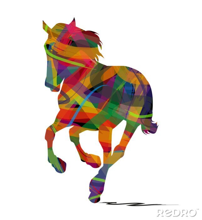 Sticker Bunte Grafik eines Pferdes in Bewegung