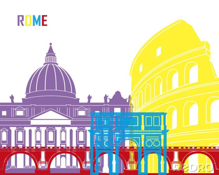 Sticker Bunte Illustration von Rom in Europa