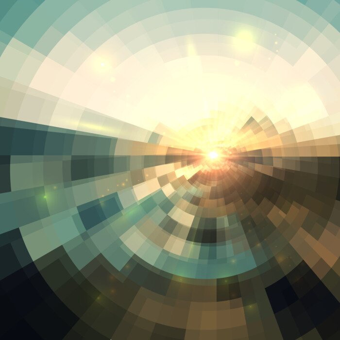 Sticker Bunte konzentrisch glänzende Mosaik abstrakten Hintergrund