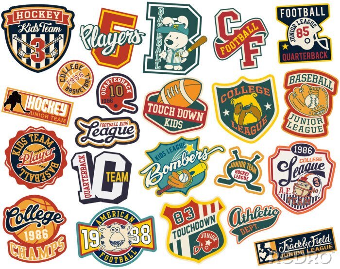 Sticker Bunte Sportlogos von verschiedenen Vereinen