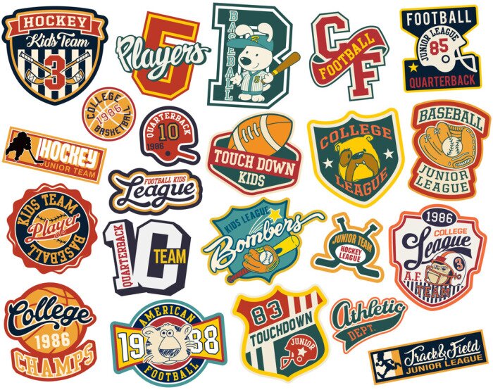 Sticker Bunte Sportlogos von verschiedenen Vereinen