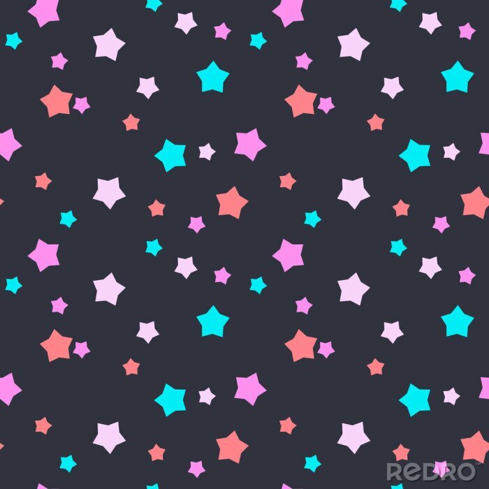 Sticker Bunte Sterne auf schwarzem Hintergrund Grafik