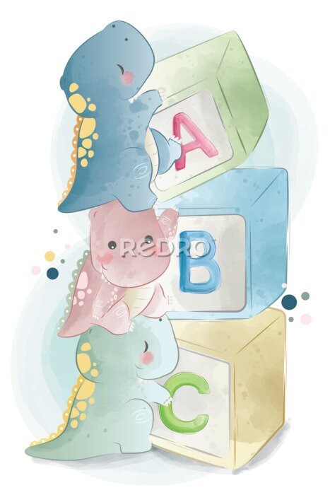 Sticker Bunte Tiere mit Buchstaben des Alphabets