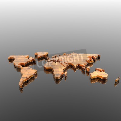 Sticker bunte Welt geographischen Karte silhouette