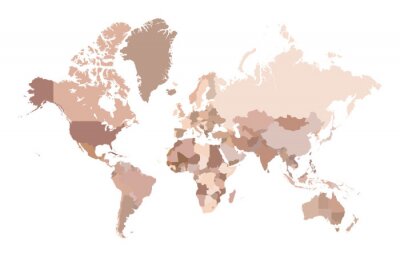 Sticker Bunte Weltkarte, Vektor-Illustration.