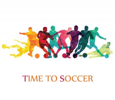 Sticker Bunter Hintergrund des Fußballs (Fußball). Vektor-Illustration