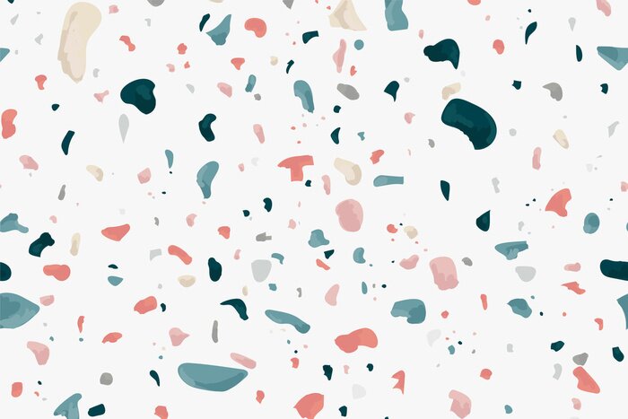 Sticker Bunter Terrazzo auf weißem Hintergrund