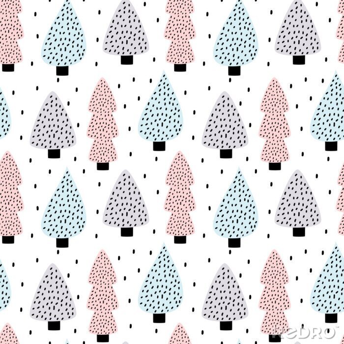 Sticker Bunter Wald im skandinavischen Stil