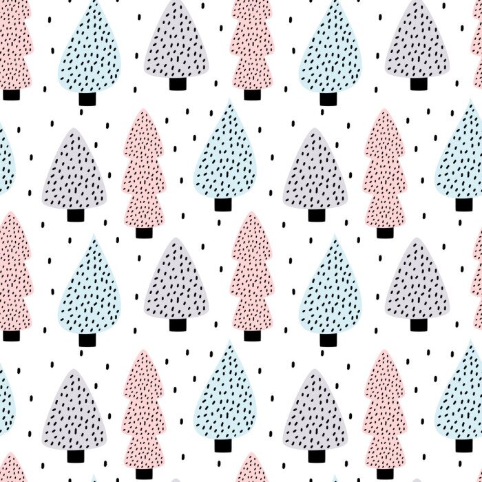 Sticker Bunter Wald im skandinavischen Stil