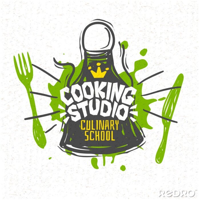 Sticker Buntes Etikett der Kochschule