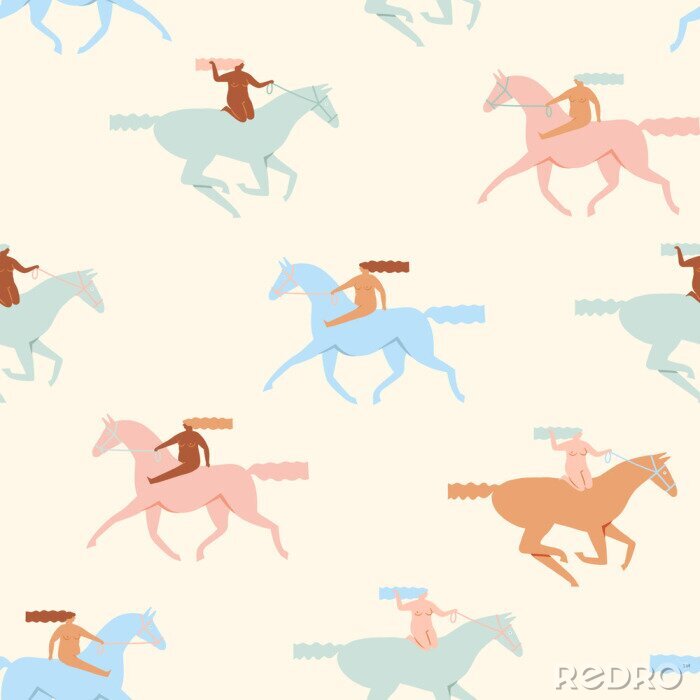 Sticker Buntes Friesenpferd mit einem Mädchen