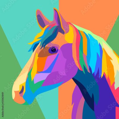 Sticker Buntes Pferd im Pop-Art-Stil
