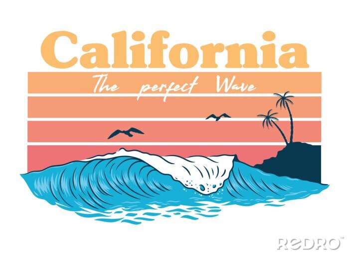 Sticker California wave print 