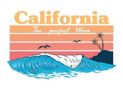 Sticker California wave print 