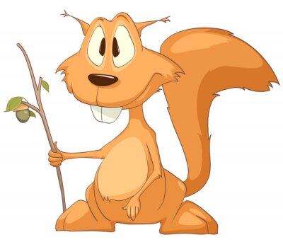 Sticker Cartoon Charakter Eichhörnchen