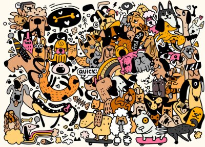 Sticker Cartoon-Hunde