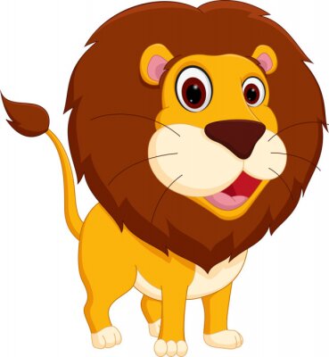 Sticker Cartoon-Löwe mit einem größeren und einem kleineren Auge