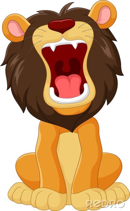 Sticker Cartoon-Löwe mit offenem Maul
