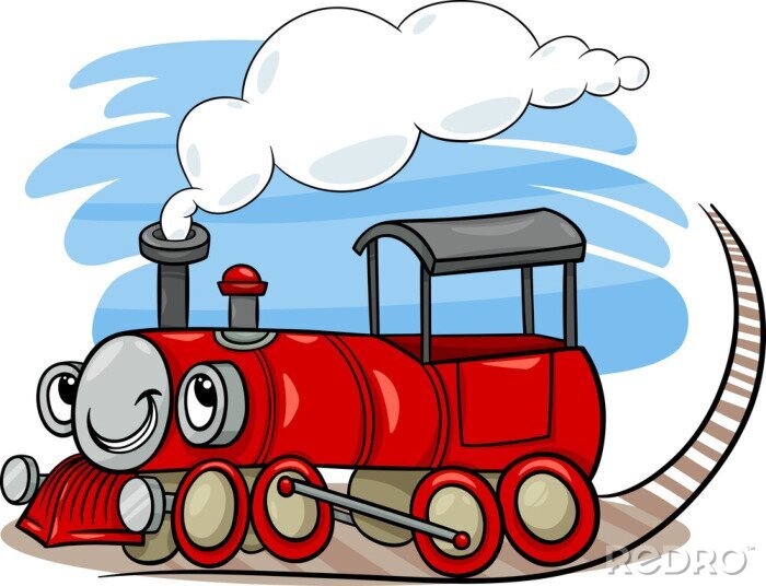 Sticker Cartoon-Lokomotive oder Motorcharakter