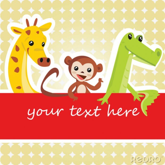 Sticker Cartoon Tier-Karte, Vektor-Illustration