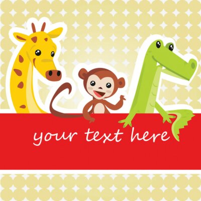 Sticker Cartoon Tier-Karte, Vektor-Illustration