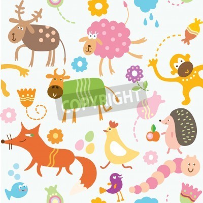 Sticker Cartoon Tiere, Kinder-Muster