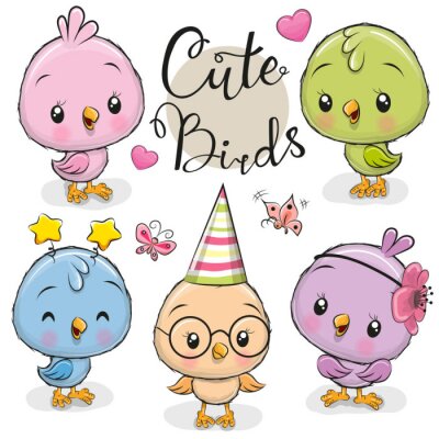 Sticker Cartoon-Vögel für Kinder