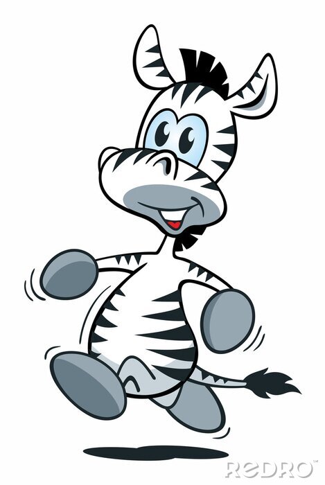Sticker Cartoon-Zebra beim Rennen