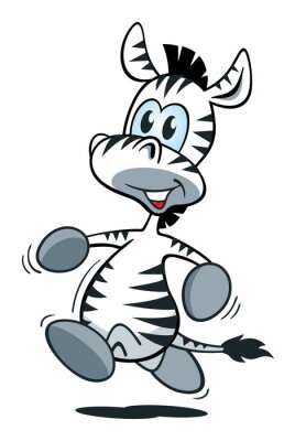 Sticker Cartoon-Zebra beim Rennen