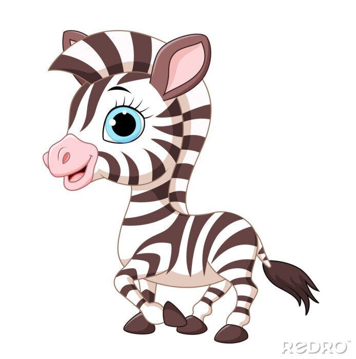 Sticker Cartoon-Zebra mit braunen Streifen
