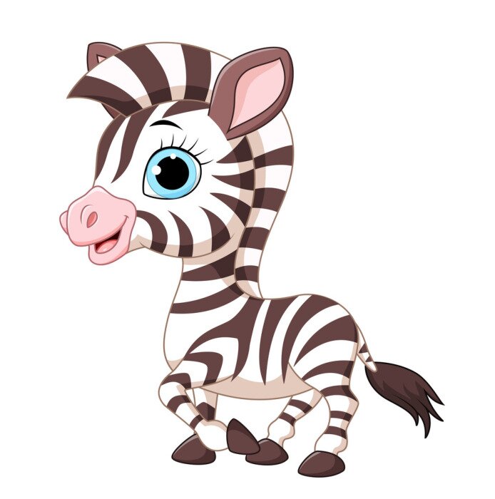 Sticker Cartoon-Zebra mit braunen Streifen