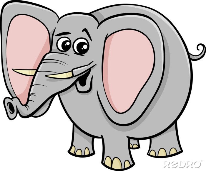 Sticker Cartoonartiger Elefant mit großen Ohren