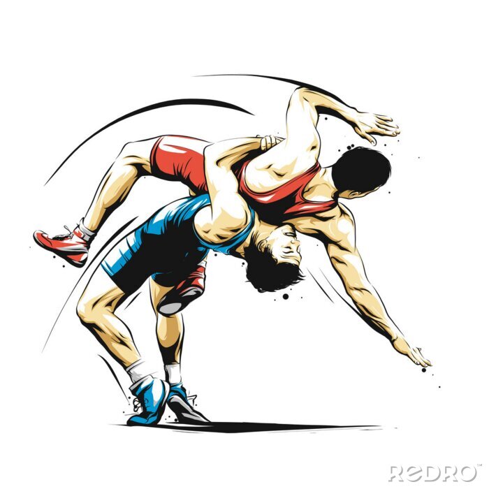 Sticker Cartoonartiges Wrestling
