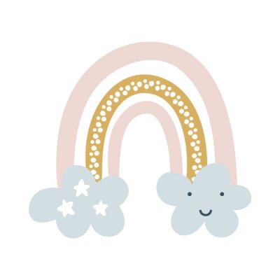 Sticker Charmanter Regenbogen im skandinavischen Stil