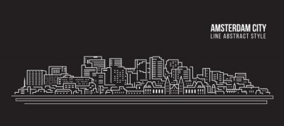 Sticker Cityscape Building Line art Vector Illustration design - Amsterdam city