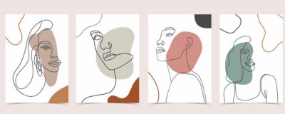 Sticker Collection of woman background set with color.Editable vector illustration for website, invitation,postcard and sticker