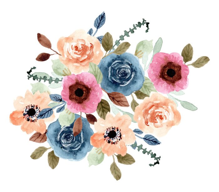 Sticker colorful floral garden watercolor bouquet