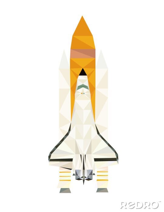 Sticker Colorful polygonal style design of a shuttle  