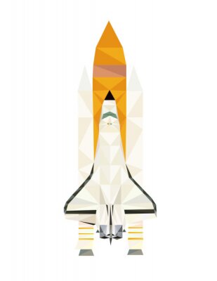 Sticker Colorful polygonal style design of a shuttle  