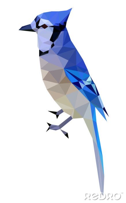 Sticker Colorful polygonal style design of blue bird