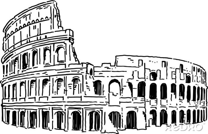 Sticker Colosseum Rome drawing vector