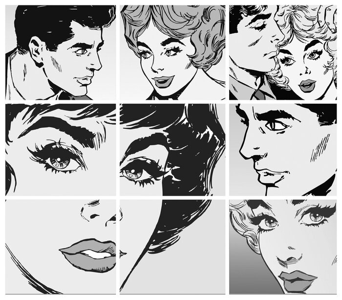 Sticker Comic mit Verliebten