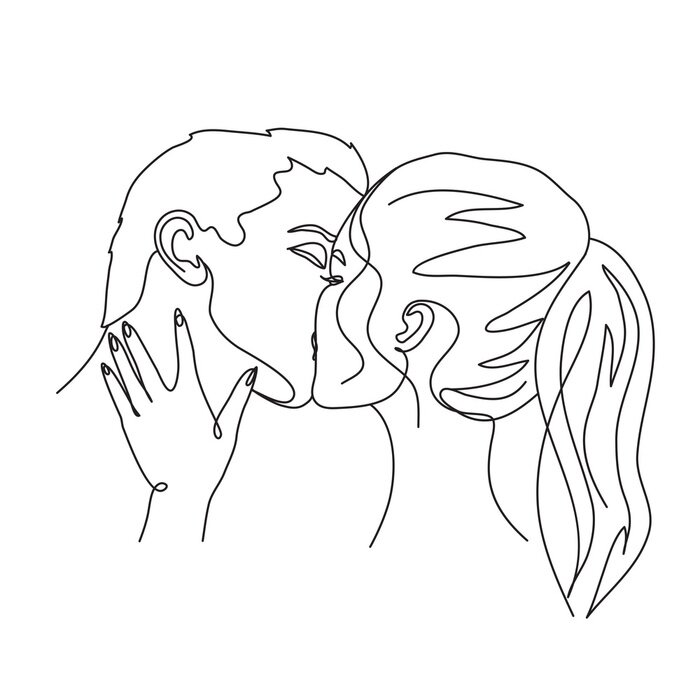 Sticker couple in love kissing vector