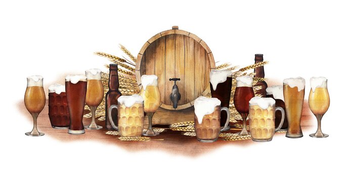 Sticker Craftbeer in verschiedenen Gefäßen